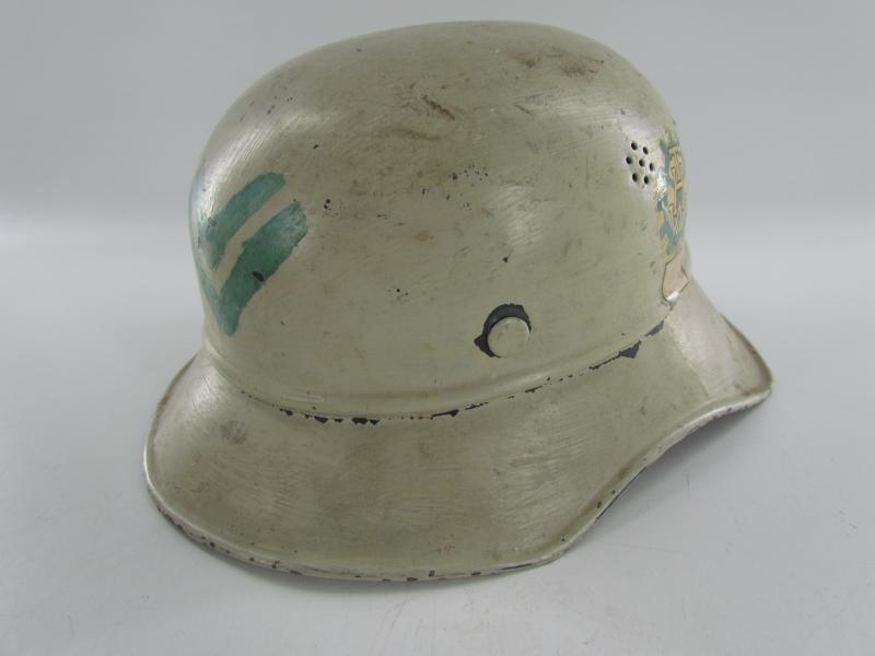 Original Steel Air Raid Gladiator Helmet Used by THW