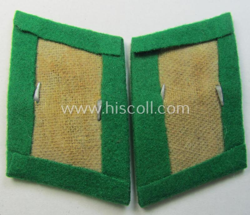 Attractive - fully matching and with certainty scarcely found! - bright-green-coloured pair of WH (Luftwaffe) EM/NCO-pattern collar-patches (ie. 'Kragenspiegel') as was intended for usage by a: 'Soldat der LW-Felddivisionen'