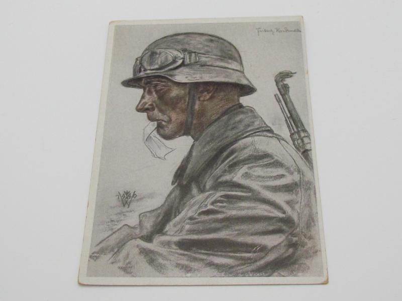 Postcard W. Willrich : Kradmelder einer Panzer - Vorausabteilung