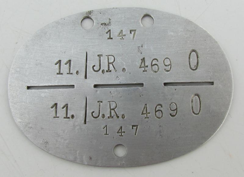 Erkennungsmarke ( EKM ) "11./J.R. 469"