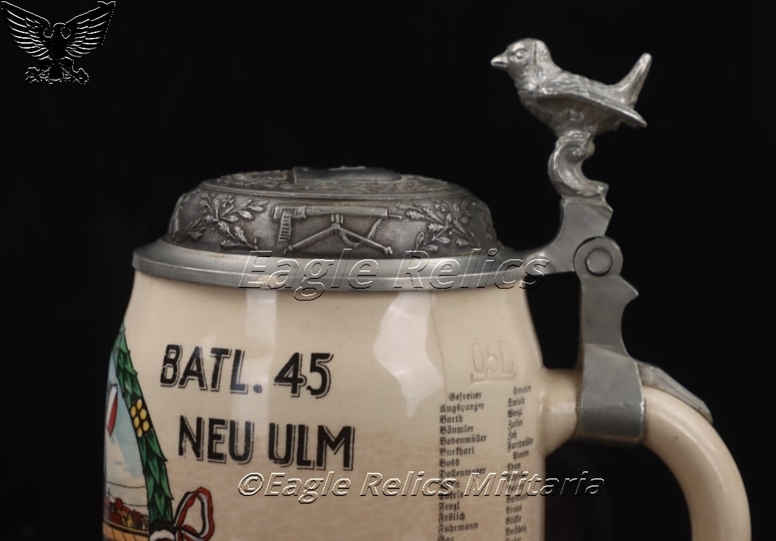 Wehrmacht reservist's beer mug - Pion. Batl. 45 Neu-Ulm