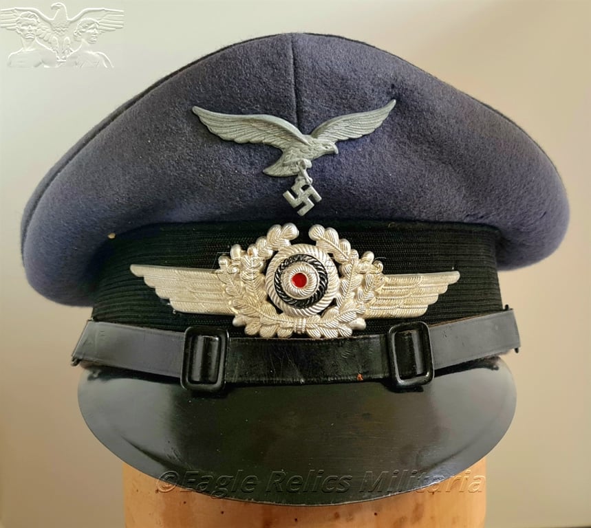 Rare Luftwaffe construction NCO visor cap Baupionier -Schellenberg