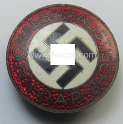 Neatly enamelled- (and bright-red-coloured!) 'N.S.D.A.P.'-membership-pin- ie. party-badge (or:...