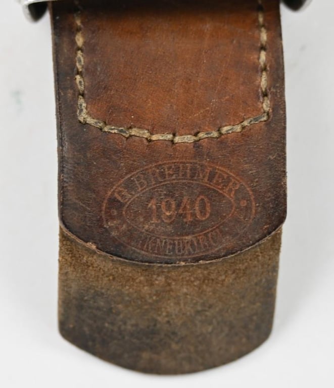 German LW Beltbuckle with Leather Tab 'GB' 1940