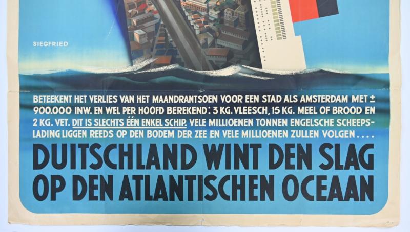 Dutch NSB Poster 'Duitschland wint den slag op den Atlantischen Oceaan'