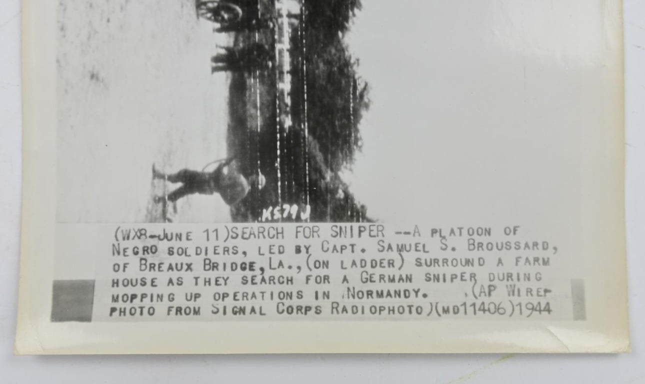 US WW2 Radio Photo 'Sniper Search Normandy'