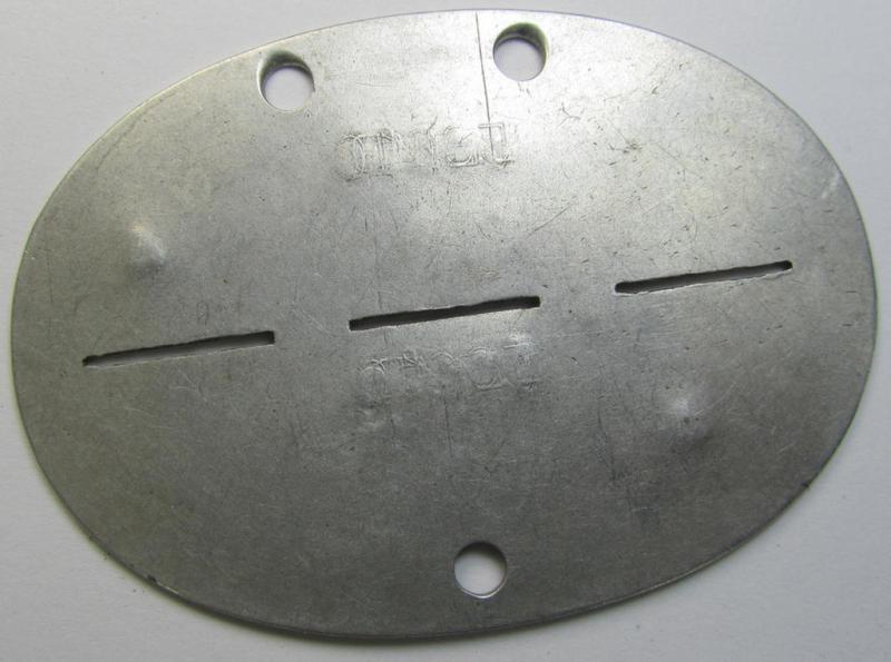 Aluminium-based, WH (Luftwaffe-) ie. 'Flieger'-related ID-disc, bearing the clearly stamped- and/or: 'coded'-unit- ie. 'MOB'-designation that reads: '53616' (and as such belonging to a soldier who served within the: '13./K.Gr.z.b.V.1')