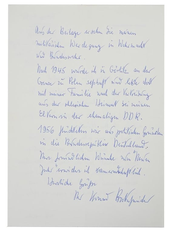 Signature of Wehrmacht Heer KC Recipient 'Konrad Brettschneider'