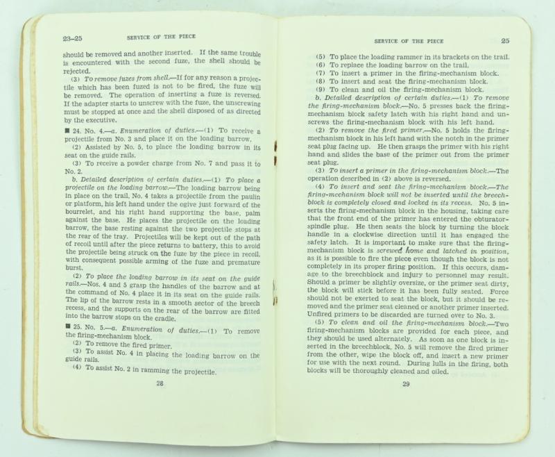 US WW2 Service Manual Field Artilery 155mm Howitzer