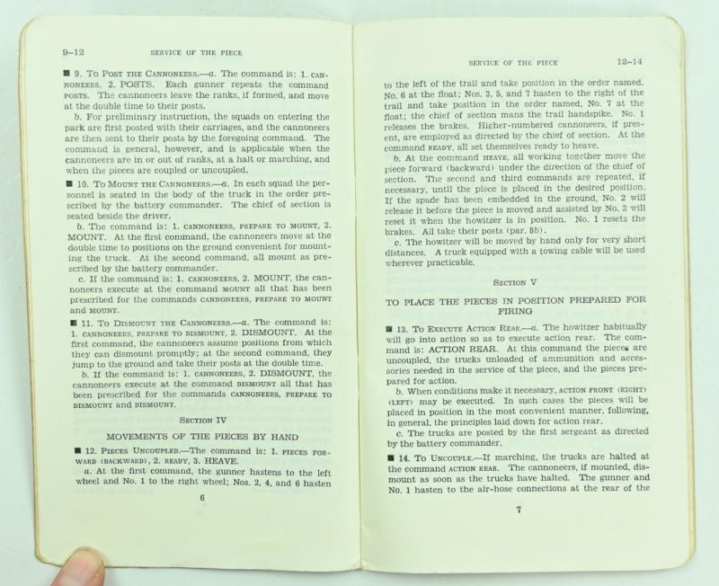 US WW2 Service Manual Field Artilery 155mm Howitzer