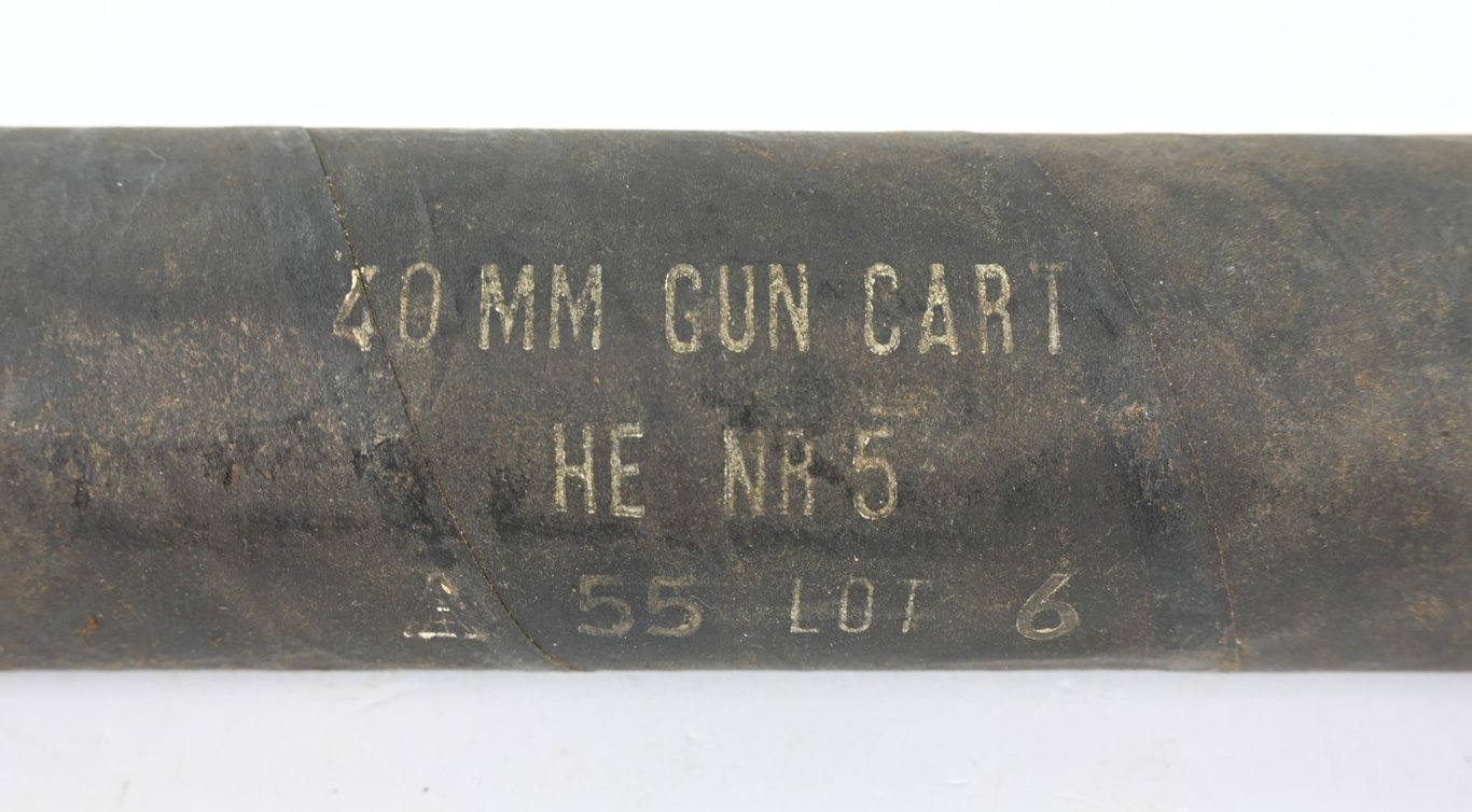 US WW2 40mm Bofors Shell with Cartridge Container