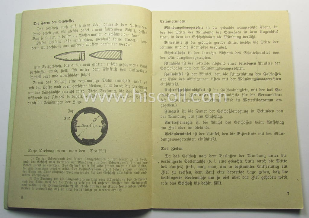 WH-related instruction-booklet entitled: 'Allgemeine Schiesslehre und Schiessausbildung'