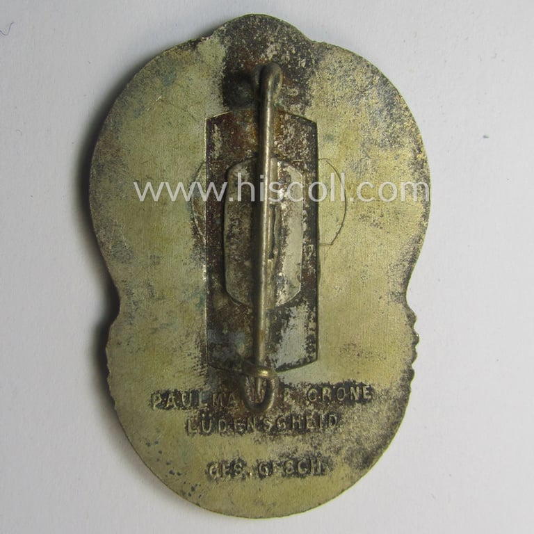 N.S.D.A.P.-related day-badge (ie. 'tinnie' or: 'Veranstaltungsabzeichen'): 'Gautagung Vereidigung der Pol. Leiter - Rostock - 24.25.2.1934 - N.S.D.A.P. - Gau Mecklenbg.-Lübeck'