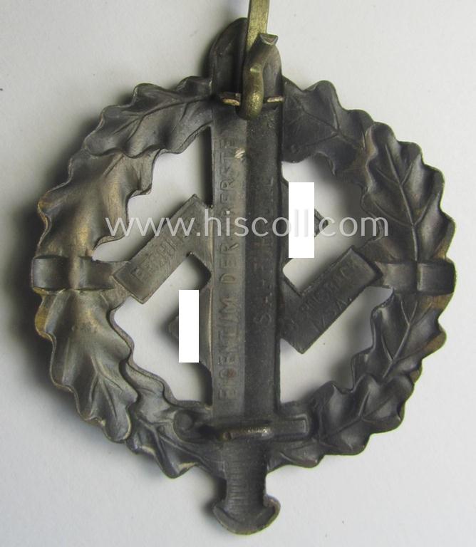 'SA-Sportabzeichen in Bronze' being a detailed and/or neatly maker- (ie. 'Fechler - Bernsbach i. Sa.'-) marked example that is void of a bearers'-number