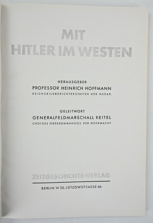 German Book Adolf Hitler 'Mit Hitler im Westen'