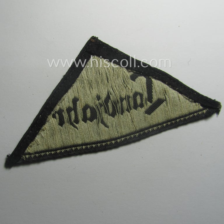 Superb - early-period! - HJ (ie. 'Hitlerjugend') honorary-district-triangle (ie. 'Gebietsdreieck') entitled: 'Landjahr' being an example that comes in an overall very nice (albeit just moderately used ie. worn condition)