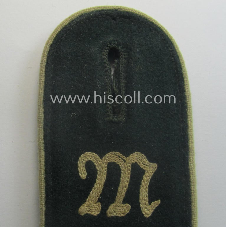 Single example of an early-period (ie. 'M40'-pattern and rounded-styled), WH (Heeres) 'cyphered', EM-type shoulderstrap as was intended for a: 'Soldat eines Inf.-Maschinengewehr-Abtgs.'