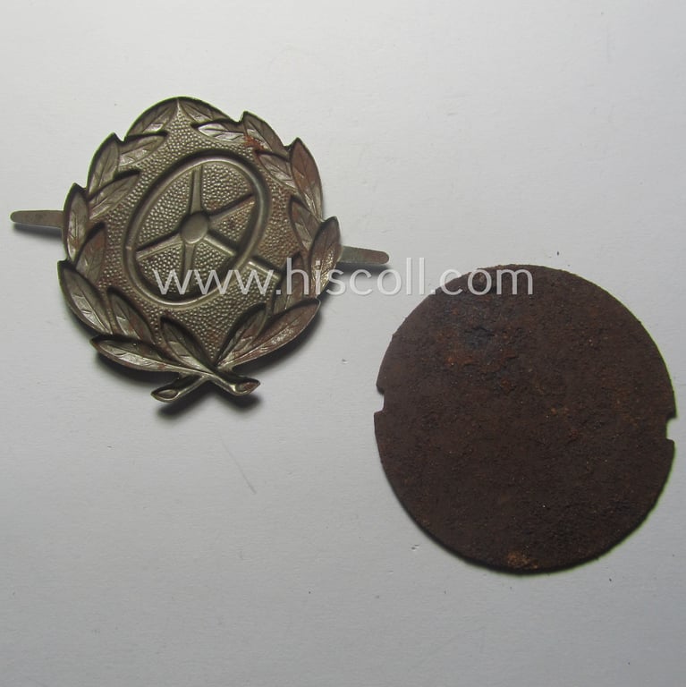WH (Heeres, LW ie. Waffen-SS-) so-called: 'Kraftfahrbewährungs-Abz. in Silber' being a 'virtually mint' example as was (I deem) produced by the Austrian-based maker: 'Rudolf Souval - Wien VII/62' and that came stored in its 'Zellstoff'-based pouch