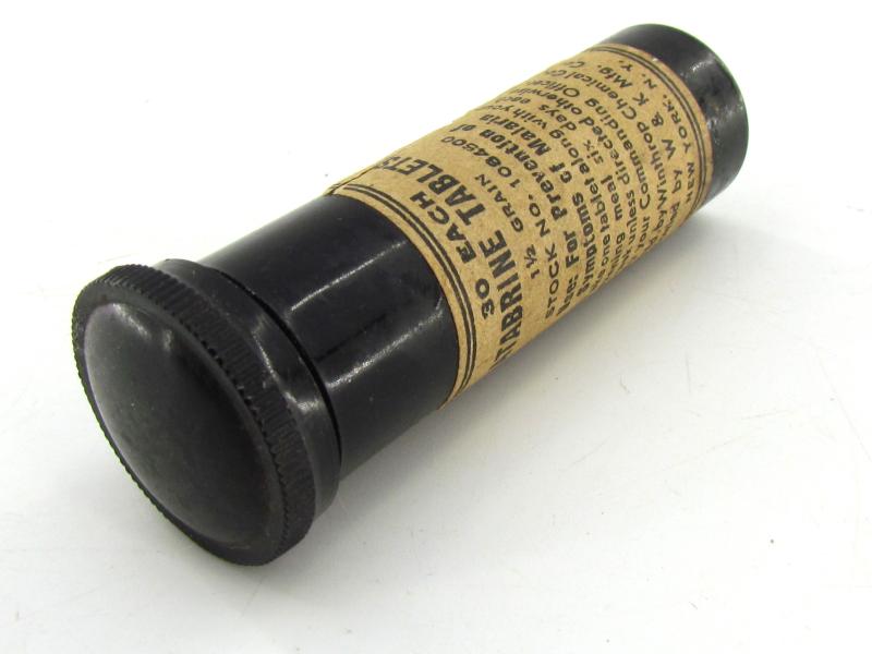 US WWII Tube with Atabrine Tablets