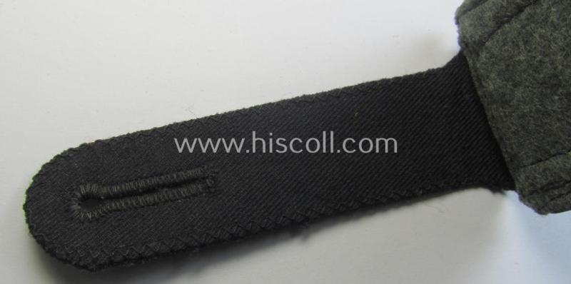 Neat - albeit regrettably single - Waffen-SS, NCO-type shoulderstrap as piped in the black-coloured branchcolour as was intended for usage by an NCO (ie. 'SS-Unterscharführer') who served within the: 'Waffen-SS Pionier-Truppen'
