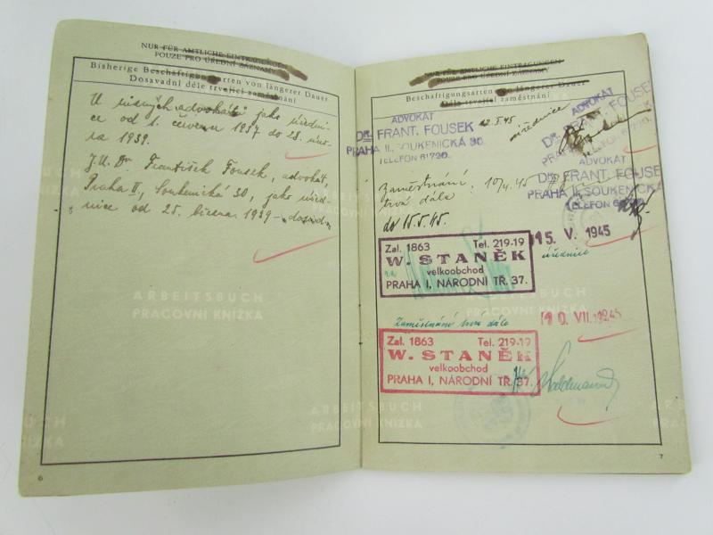 Arbeitsbuch / Pracovni knizka Protektorat Böhmen Und Mähren