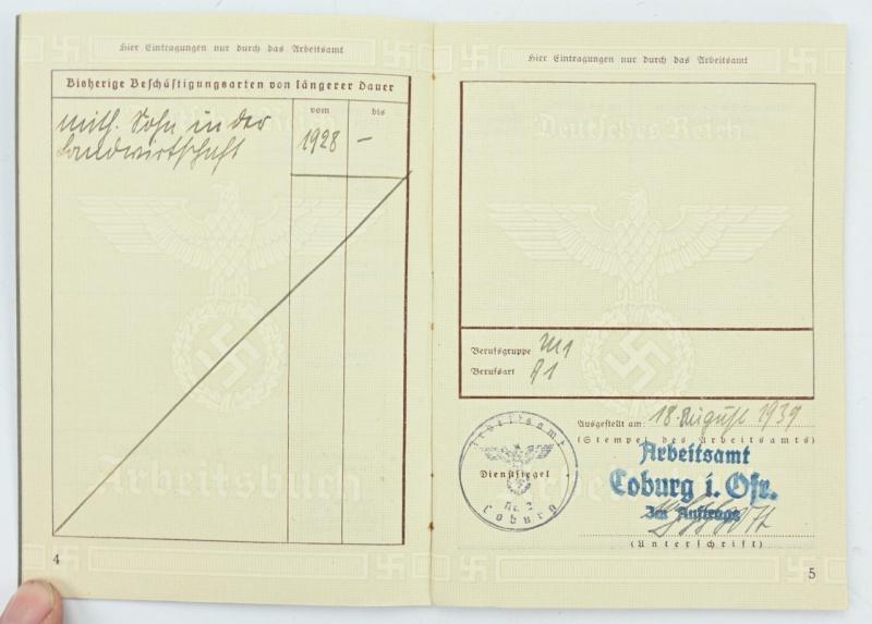 German Third Reich Era Workers Pass