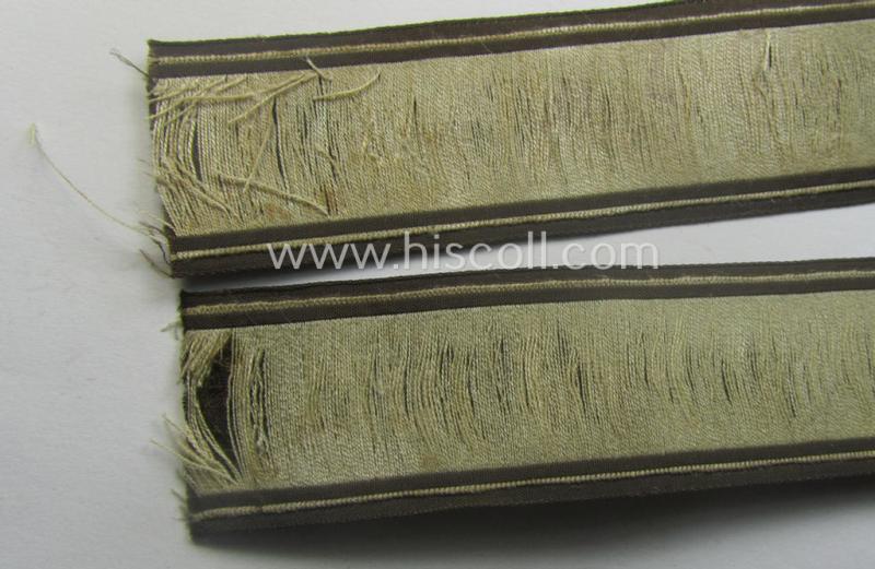 Superb - and actually rarely encountered! - example of the HJ/BDM- ('Hitlerjugend' ie. 'Bund Deutscher Mädel'-) cuff-title (ie. 'Ärmelstreifen') entitled: 'BDM-Osteinsatz' being an example as executed in the neat 'BeVo'-weave pattern