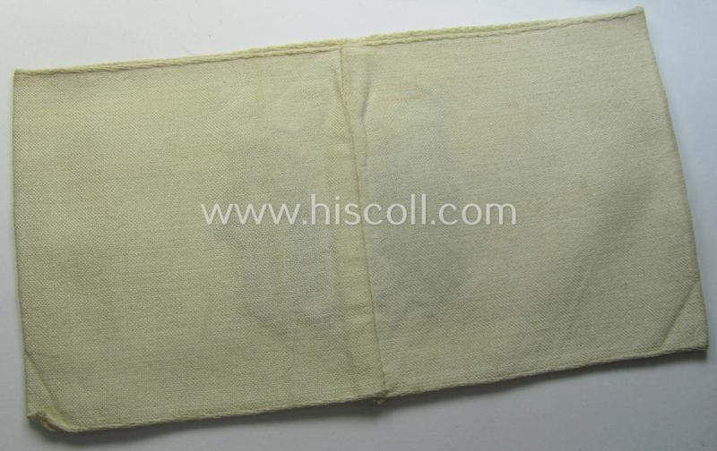 Linnen-based- and/or BeVo-'machine-woven', beige-white-coloured armband (ie. 'Armbinde') showing a woven eagle-device as was specifically intended for (civilian) staff-members (ie. 'Zivilangestellten') of the armed forces ie. 'Deutsche Wehrmac...