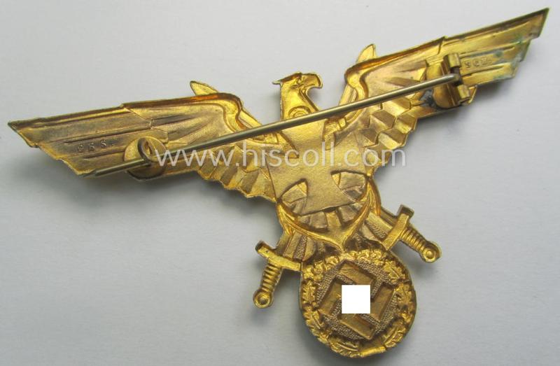 Interesting - and actually only once before seen! - 2-pieced 'N.S.R.K.B.'- (ie. 'Nationalsocialistischer Reichskriegerbund'-) related (naval) grouping comprising of two, bright-golden-toned: 'N.S.R.K.B.'-eagle-devices