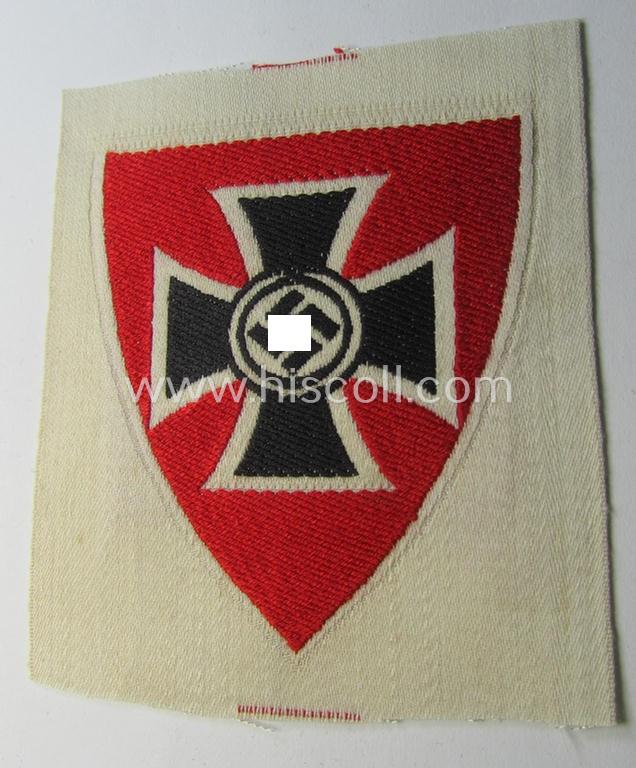 Neat, colourful arm-patch as was intended to signify membership within the: 'Nationalsocialistischer Reichskriegerbund' (ie. 'N.S.R.K.B.') being a BeVo-woven example that comes in a 'virtually mint- ie. unissued', condition