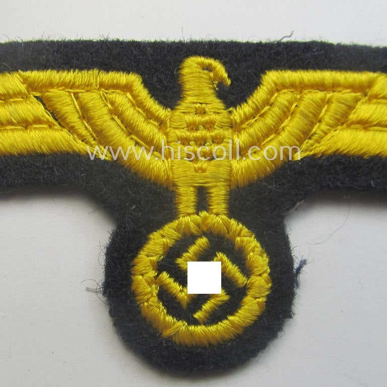 WH (Kriegsmarine) breast-eagle (ie. 'Brustadler für Mannschaften u. Uffz. der Kriegsmarine') being a 'standard-pattern'- and neatly machine-embroidered example that comes in a never used- ie. still 'virtually mint', condition