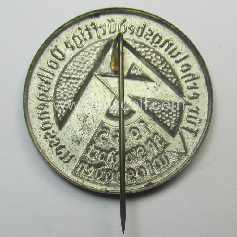 Commemorative - and fairly early-period! - greyish-silver-toned SA- (ie. 'Sturmabteilungen'-) related 'tinnie' entitled: 'Für erhohlungsbedürftige Volksgenossen - SA-Standarte Wiesbaden - 1935'