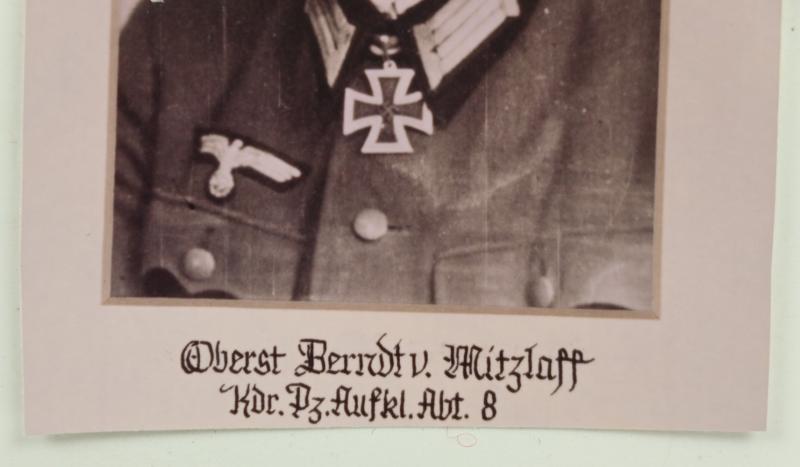 Signature of Wehrmacht Heer KC Recipient 'Berndt von Mitzlaff'