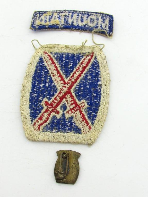 US WWII 10th Mountain Division Patch With Tab & Cap Pin