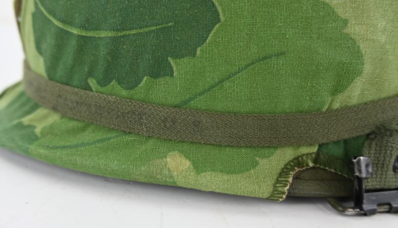 US Vietnam War Infantry helmet with camouflage cover and liner