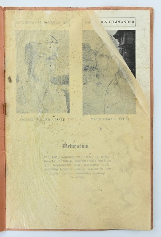US WW2 54th Armoured Field Artillery Battallion Gratuation Booklet