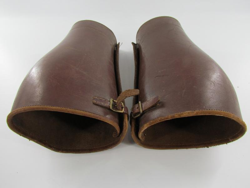 WHSS Cavalry leather gaitors, maker marked!