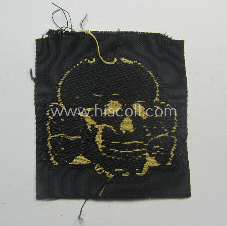 Attractive - and 'virtually mint- ie. unissued'! - example of a Waffen-SS cap-skull (being of the larger-sized model as was executed in neat 'BeVo'-weave pattern and being of the 'tropical'-version- ie. being a golden-yellow-coloured example)