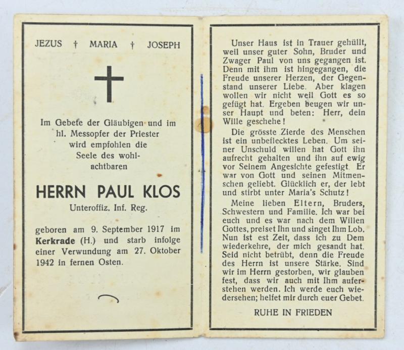 German Deathcard Dutchman Paul Klos