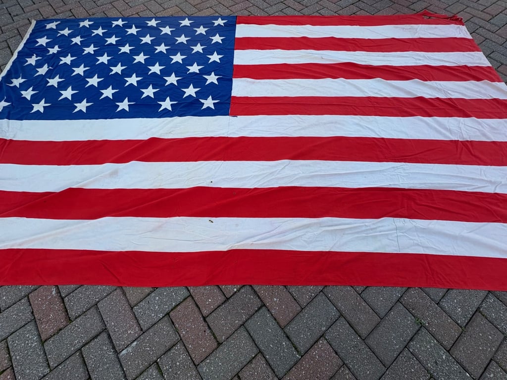 AUTHENTIC ORIGINAL JFK ELECTION PRINTED CAMPAIGN JFK 50-STAR FLAG 1960 FROM THE STATE OF WEST VIRGINIA AND USED