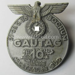 Commemorative- and/or aluminium-based-, silver-coloured, N.S.D.A.P.-related 'tinnie', being a...