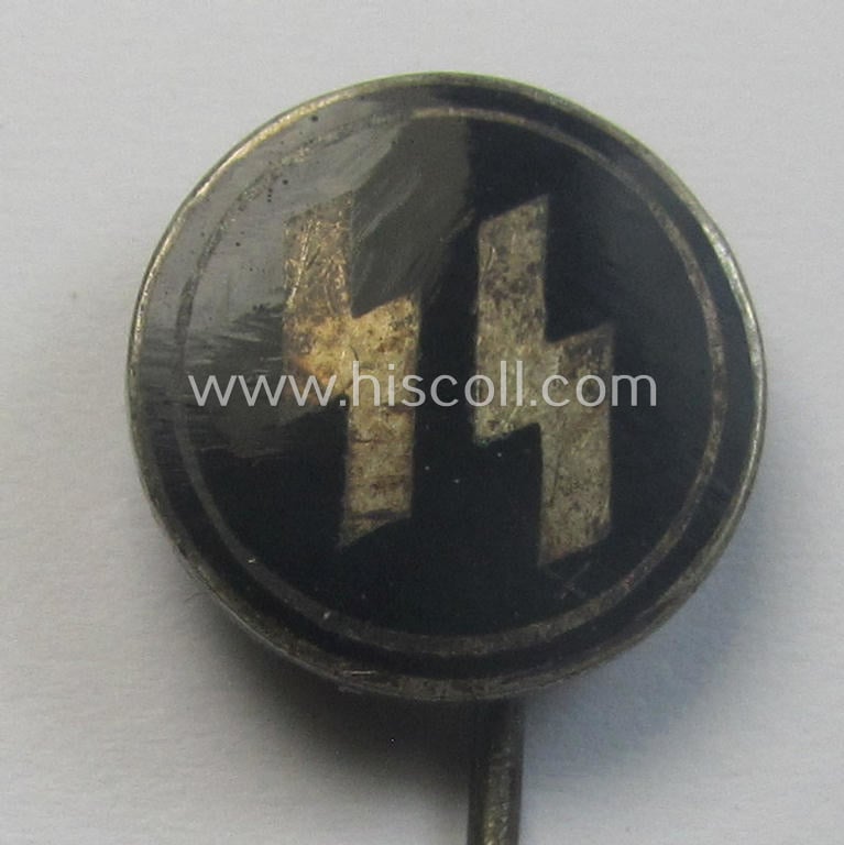 SS (ie. 'Allgemeine SS') civil-attire badge (ie. 'Zivilabzeichen der SS') being a detailed example that shows a clearly-present makers'-designation and unique serial-number ('38870')