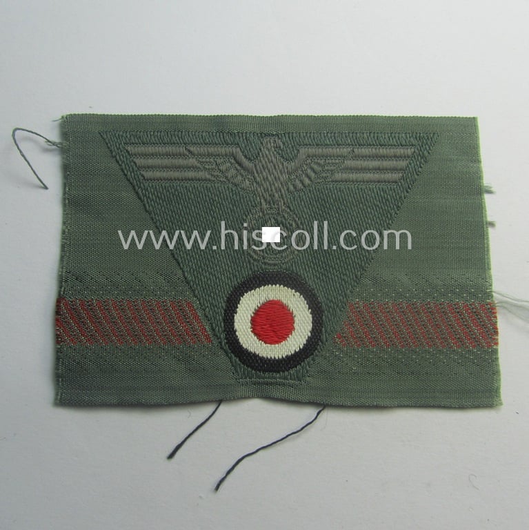 WH (Heeres) so-called: 'M43-pattern') cap-eagle/cocarde (ie. cap-trapezoid) as was specifically produced for usage on the so-called: 'M-43'-model field-caps (ie. 'Einheitsfeldmützen')