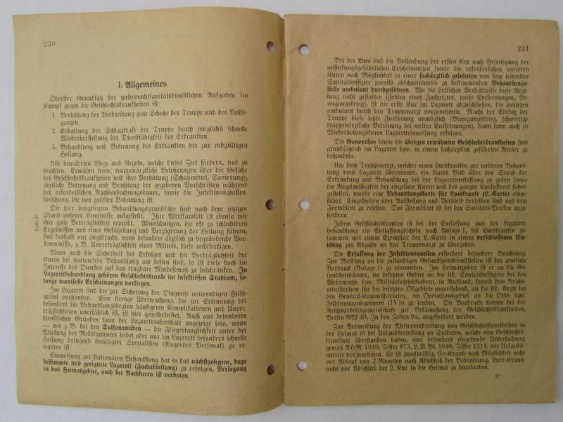 Interesting - and most certainly not often encountered! - WH (Heeres/LW) (ie. Waffen-SS-/Ukrainian-volunteer-) related- medical-instruction-manual entitled: 'Richtlinien für die Behandlung von Geschlechtskrankheiten' and/or dated: '1. März 1943'