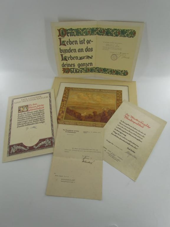 Third Reich Golden Wedding Anniversary Award Grouping 1937