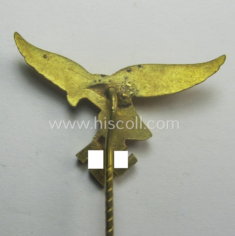 Bright-golden-toned lapel-pin (ie. 'Zivilabzeichen') to be worn on the civil attire as was intended for usage by the various staff-members of the 'Luftwaffe'