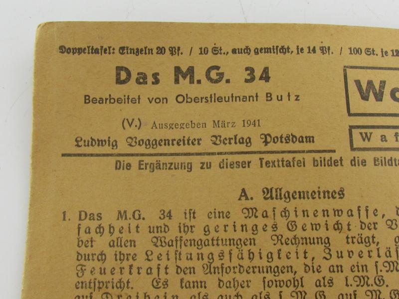 Das MG34 (3x Waffentafel MG34)