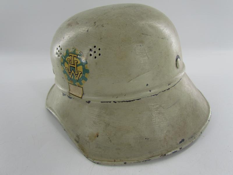 Original Steel Air Raid Gladiator Helmet Used by THW