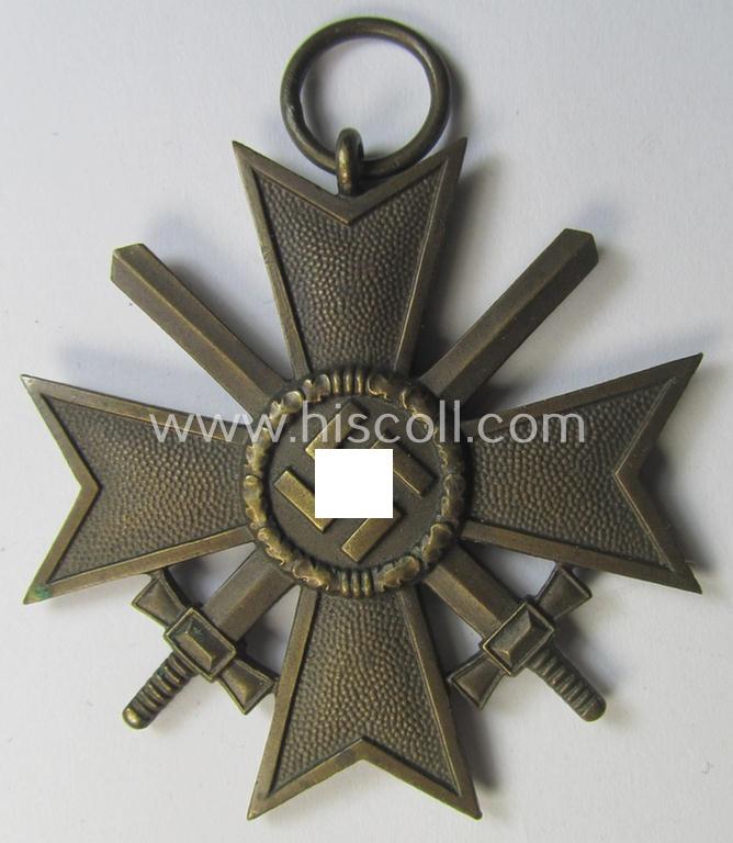 Medal-set: 'KvK II. Klasse mit Schwertern' being a clearly maker- (ie. '127'-) marked- (and/or 'Buntmetall'-based) specimen that came together with its original, full-length and non-confectioned' ribbon (ie. 'Bandabschnitt')