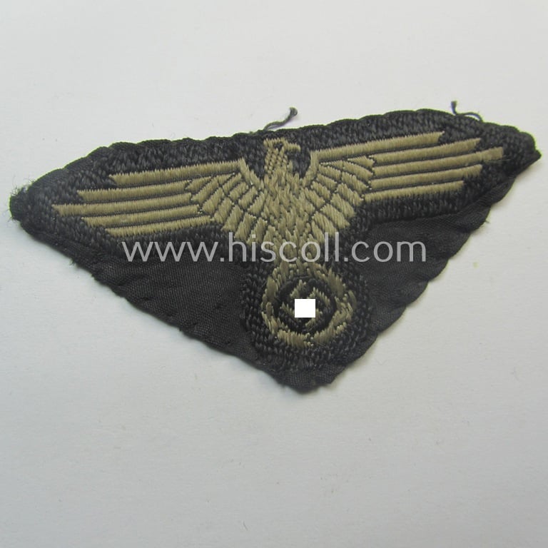 Superb - and nowadays rarely encountered! - Waffen-SS, 'BeVo'-woven-style skull- and cap-eagle-set (ie. 'Totenkopf- u. Adler-Effektensatz für Schiffchen o. Einheitsfeldmütze') that comes in a moderately used- and/or cap-removed, condition